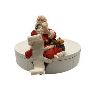 Costco Vtg Traditions Resin Santa Claus wList Stocking Holder Christmas Decor